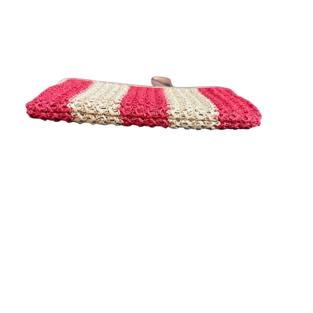 Coach Raffia Beige & Red Stripe Wristlet New with Tags - Picture 4 of 5